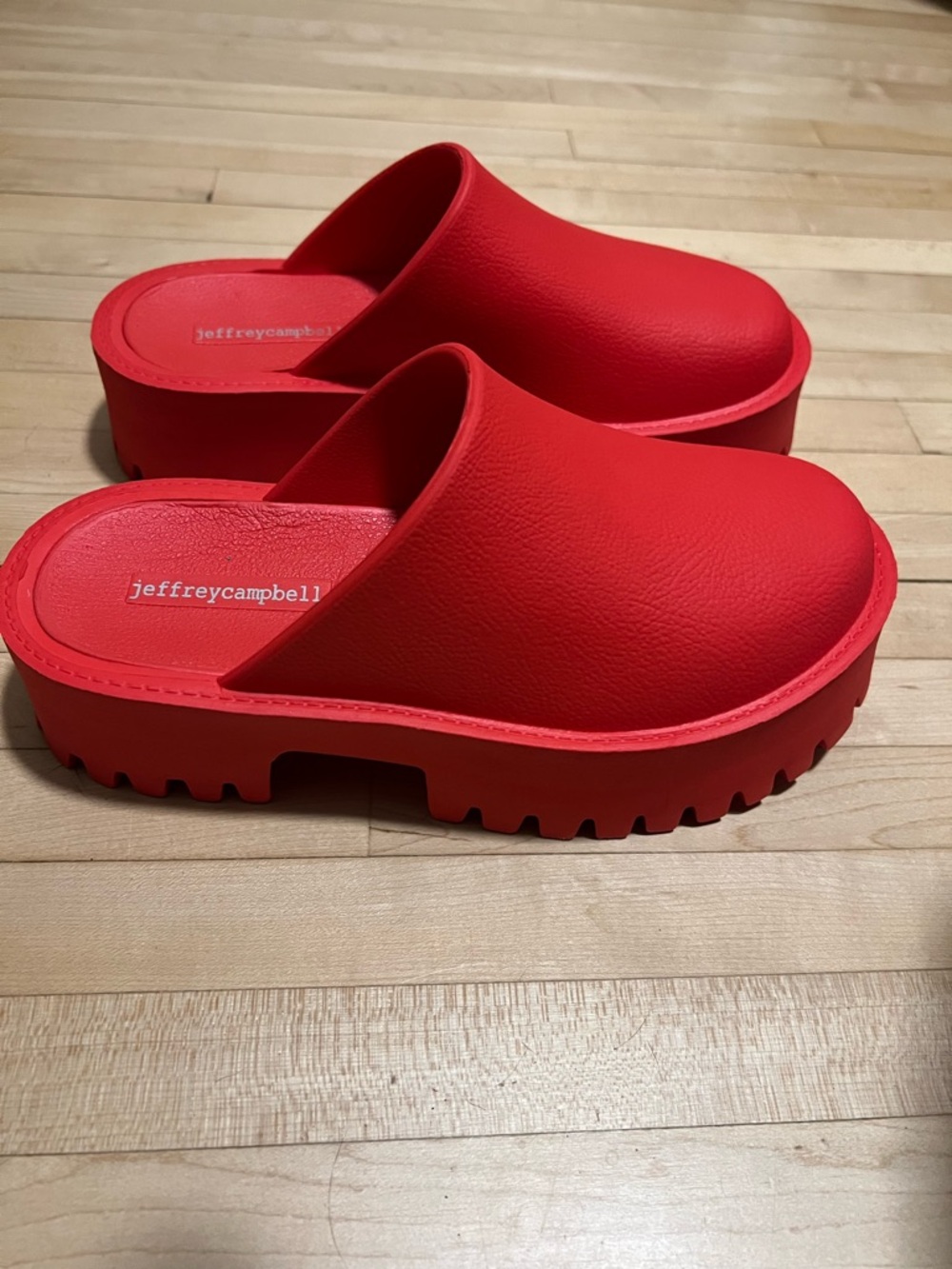 Jeffrey Campbell Red Platform Clog Mules